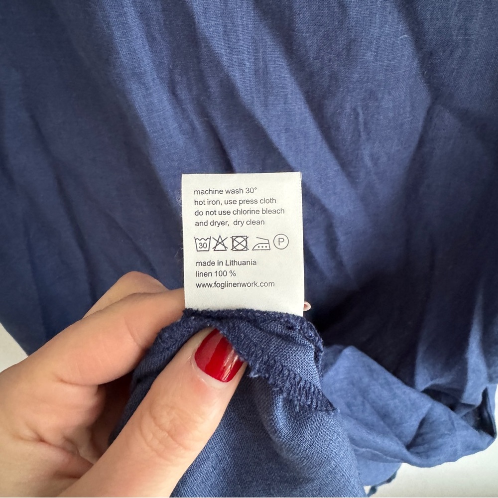 Fog Linen Shift Dress | Navy Blue | One Size - Picture 2 of 5